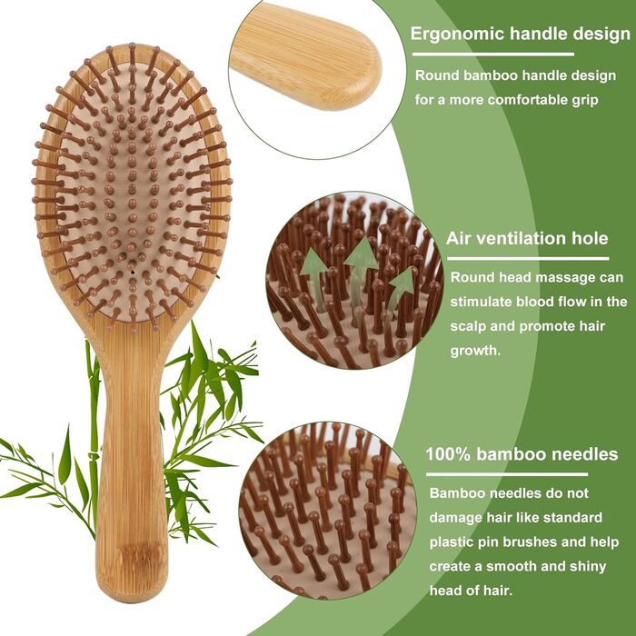 Набір гребінців з бамбука (3 шт.) - для чоловіків, жінок та дітей, для густого та ламкого волосся