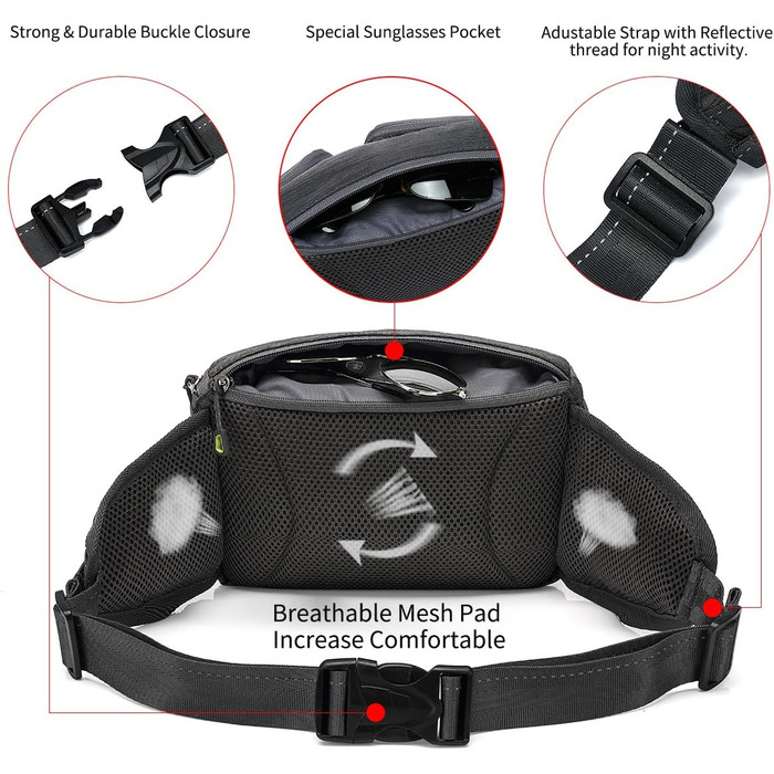 Сумка на пояс для собак TUDEQU - велика, водонепроникна, для прогулянок, тренувань, подорожей (темно-сіра)