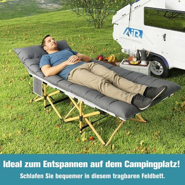 Розкладне ліжко для кемпінгу Newfulam XXL/XL з матрацом, до 400 кг, для дому та відпочинку на природі