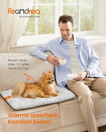 Підстилка для собак та котів Feandrea, 60 x 45 см, сіра, S, машинного прання та сушки, неслизька