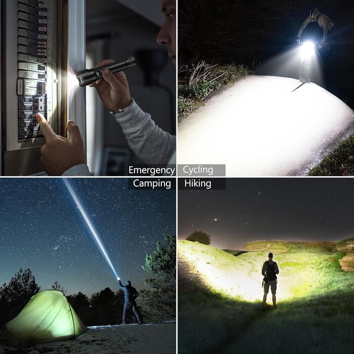 LED ліхтарик Gearlite: 6000 люмен, тактичний, водонепроникний (IP65), 3 режими, для кемпінгу, риболовлі, надзвичайних ситуацій. Чорний