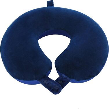 Подушка для шиї з піною з пам'яті, зручна та легка, ідеальна для сну в літаку, автомобілі, поїзді, автобусі та вдома, з чохлом для зберігання (Блакитна)