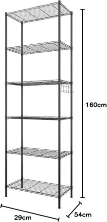 Himimi Regal - 6-Tier Wire Shelving Unit - 54x29x160cm