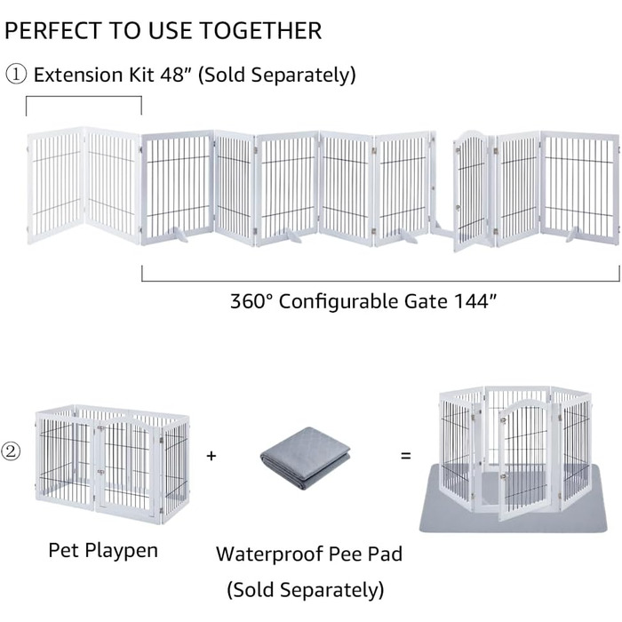 Захисне металеве ґратка для камінів Unipaws, огорожа для собак, 6 панелей, без свердління, для цуценят, 4 ніжки, білий колір