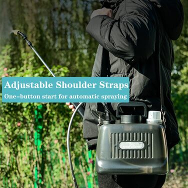 DOUBFIVSY Pressure Sprayer AutoPump, Garden Sprayer Spraying Device with Battery, Electric Plant Sprayer with 3 Nozzles, Telescoping Lance with Visible Battery Level, Transparent Tank (8L)
