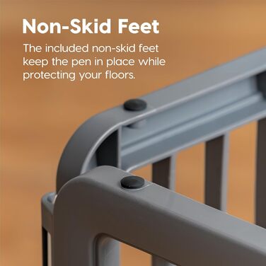 Лейс для собак Iris USA з дверцятами, 61 см, для цуценят та маленьких собак, безпечний, простий монтаж, зручне зберігання, регульований, гумові неслизькі ніжки (Темно-сірий, 61 см висота – 4 панелі)