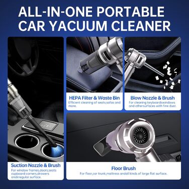 Бездротовий міні-пилосос Semflagree 23000Pa: для дому, авто, офісу. Зручний, портативний, для видалення шерсті тварин. USB-зарядка.