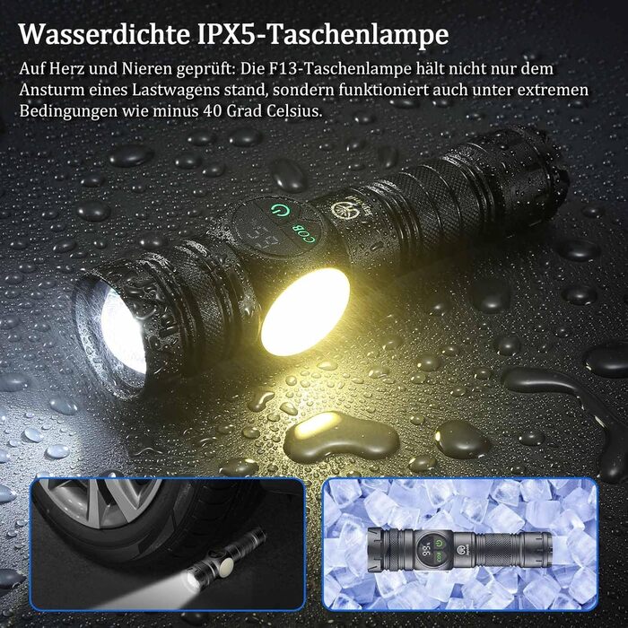 Ліхтар LED акумуляторний 100000 люменів з магнітом, потужний, з акумулятором 5000mAh, LCD-індикатор заряду, 9 режимів, Zoom, для кемпінгу, туризму, активного відпочинку, надзвичайних ситуацій