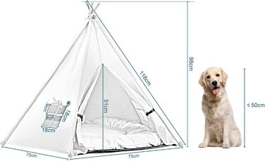 Тент-кімната для домашніх тварин EUGAD з подушкою: ідеальне місце для собак, котів, кроликів та інших тварин. Розмір: 75x75x98 см. Зручний, знімний, миючий.