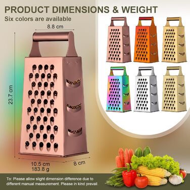 Нержавійна тертка YDware для овочів, квадратна, 23,7 см, рожеве золото