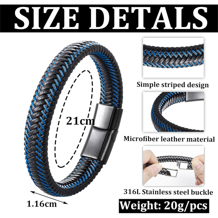 Чоловічий шкіряний браслет Armand, 21 см. Чорний, зелений, червоний, білий. Подарунок на День батька. Браслет для чоловіків Armand