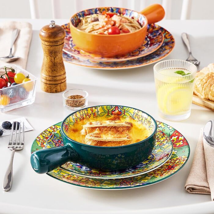 Набір супових тарілок Vancasso SIMI, 4 шт, 690 мл, порцеляна, богемський стиль, для супу/мюслі/пасти, мікрохвильова та духовка