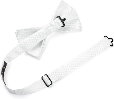 Краватка-метелик чоловіча Enlision з кишеньковим хустинкою - комплект для весілля, свят, до костюма. Білий колір.