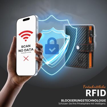 Чоловічий гаманець TENBST з відділом для дрібниць та захистом RFID, Slim Wallet, картхолдер, гаманець-картхолдер, 10 відділень для карток, помаранчевий (помаранчево-чорний)