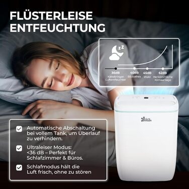 Зволожувач повітря Kältebringer з LED дисплеєм, Wi-Fi та додатком - тихий та енергоефективний - проти вологи та плісняви (10л)