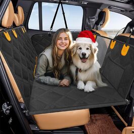 Loiion Waterproof Dog Car Seat Cover with Hard Base - Prevents Sliding, Fits Most SUVs, Trucks, Cars - Gray (Black All-Inclusive)