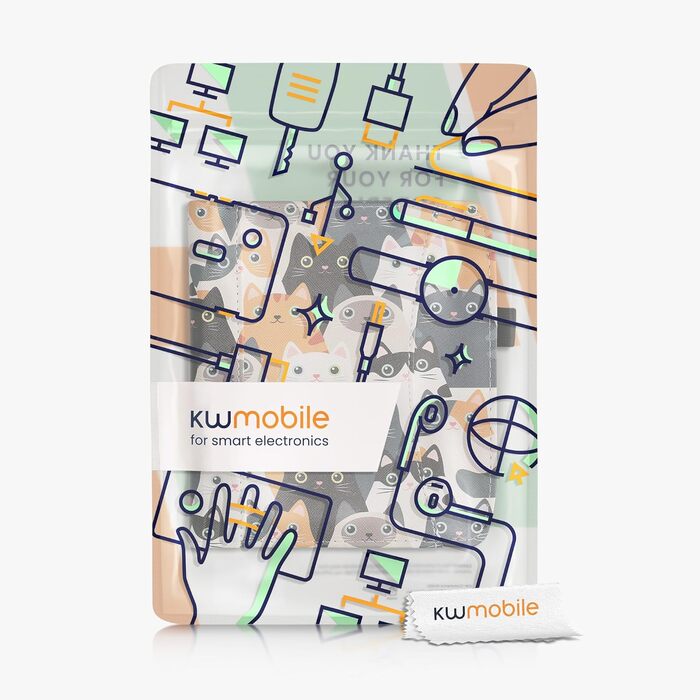 Чохол-книжка kwmobile для Pocketbook Era/Era Color з кишенею та лямкою - з зображенням жінки, що читає, чорно-бежевий (коти)