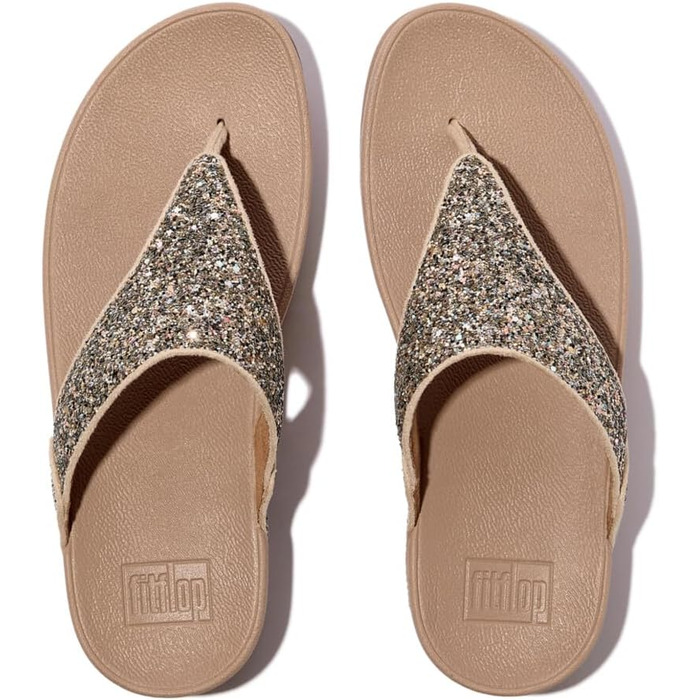 Шльопанці жіночі FitFlop Lulu Glitter бежеві з підтримкою стопи, 37 EU
