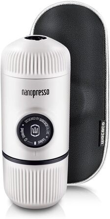WACACO Nanopresso Portable Espresso Machine, with Nanopresso S Case, Upgrade Version of Minipresso, Travel Coffee Machine, Manually Operated (New Elements Cold White)