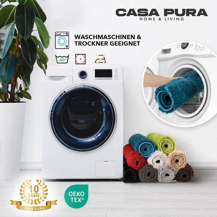 М'який килимок для ванної кімнати Casa Pura, пухнастий, з ефектом шорсткості, 70x120 см/80x150 см, колір слонова кістка/рожевий, нековзний, пральний