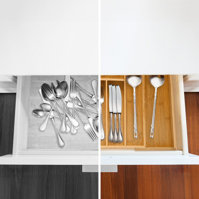Relaxdays Cutlery Box Bamboo 48cm Extendable