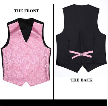 Костюмний жилет для чоловіків HISDERN рожевого кольору з візерунком пейслі, краватка, нагрудна хустинка, кишенькова хустинка, жакет з жаккарда, елегантний костюмний комплект рожевого кольору XL