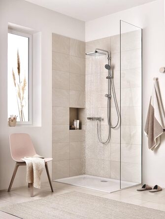 GROHE Vitalio Start 250 Showerhead (water-saving, anti-limescale system, durable surface), chrome, 26815000 (square)