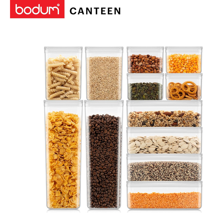 Набір контейнерів для зберігання Bodum CANTEEN (12 шт) прозорі, BPA-free, для посудомийної машини, штабельовані