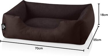 Ліжко для собак BedDog Zara, м'яке собаче ліжко з знімним, пральним чохлом, корзина для собак, диванчик для собак, для маленьких собак, S (70 x 55 x 18 см, CHOCOLATE (коричневий))