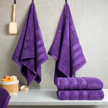 Набір розкішних рушників American Soft Linen з преміум турецької бавовни, готельна якість, 6 предметів, насичений фіолетовий колір