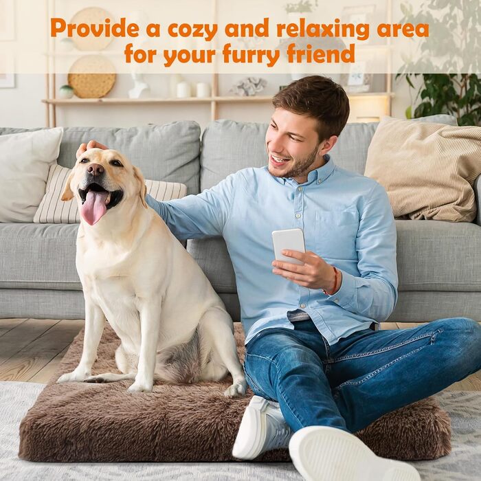 Килимок для собак MDDK, 75x50x8 см, плюшевий, коричневий