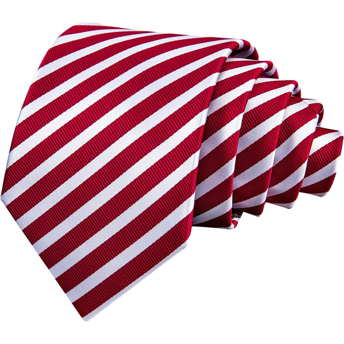 Набір краваток Barry.Wang: шовкові краватки з квітковим візерунком Paisley, нагрудна хустинка, краваткові затискачі та манжетні кнопки. Червоно-білий смуговий дизайн для святкових та весільних подій