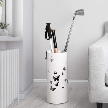 Підставка для парасоль під SONGMICS, металева, кругла, біла, з водозбірником, 49 x 19,5 см