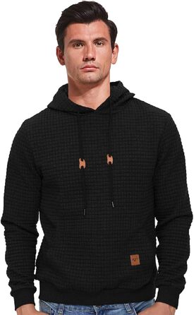 Чоловіча толстовка Tanozer з капюшоном, довгий рукав, в клітинку, чорний (XL)