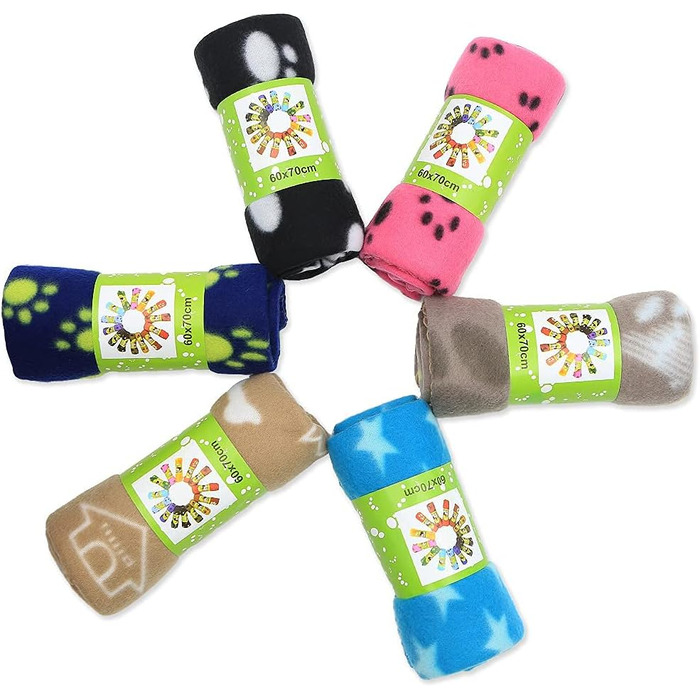 6 м'яких флісових пелюшок для собак, котів, тварин (60 x 70 см)