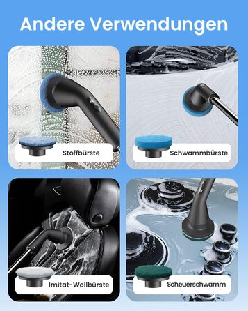 Електрична щітка для прибирання Leebein 2025 з насадкою Spin Scrubber, IPX7, 7 насадок, регульована ручка та 2 швидкості, для ванної, підлоги, кухні