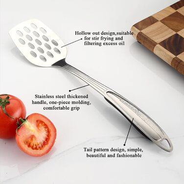 Stainless Steel Kitchen Utensil Set, 6-Piece, Cooking Utensil Sets, Kitchen Helper Essentials include a Metal Spatula Set, Slotted Spoon, Ladle, Serving Spoon, Skimmer, and Carving Fork.