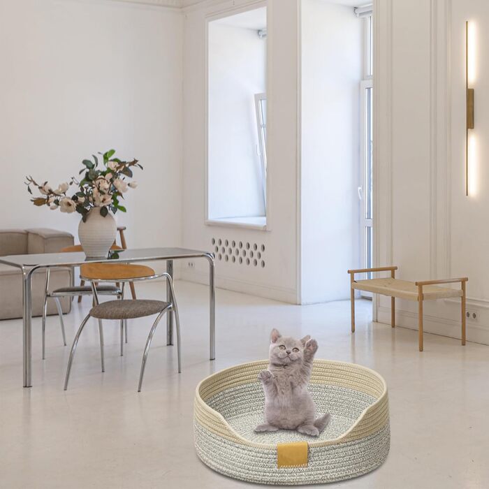 Тканинне ліжко для котів, 40 см, складаний кошик-гніздо, дихаюче ліжко для тварин, стійке до подряпин, універсальне ліжечко для кошенят (S, сірий хакі)