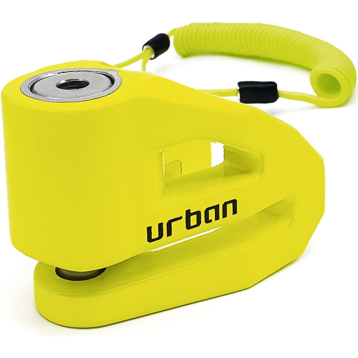 Протикрадіжний замок URBAN UR208Y для мотоцикла, велосипеда, самоката, скутера з нагадувальним тросом, 10 мм, жовтий