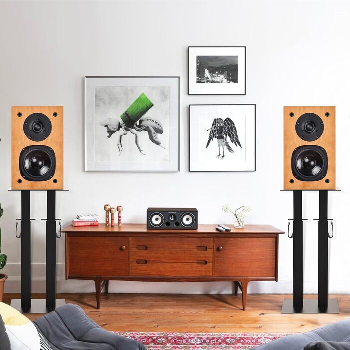 Підставки для колонок, регульовані по висоті, 2 шт, універсальні, з управлінням кабелів, чорні