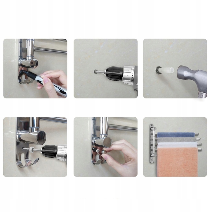 Поворотний вішак для рушників у ванну кімнату, настінний тримач-гачок