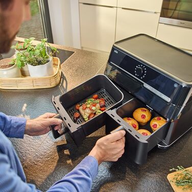 Фритюрниця електрична Braun TwinCook 3 TD3030IBK, 8л (2 камери, 4л+4л), чорна. Airfryer з синхронізацією, 8 програм, без PFAS, з оглядовим вікном, 2850 Вт