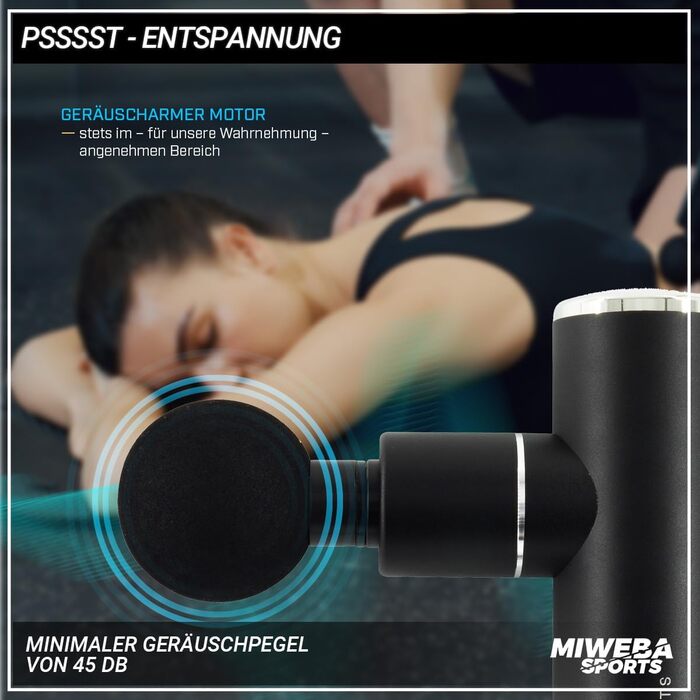 Масажер для м'язів Miweba MM200 | Масажна пістолета з LCD-дисплеєм та 6 насадками