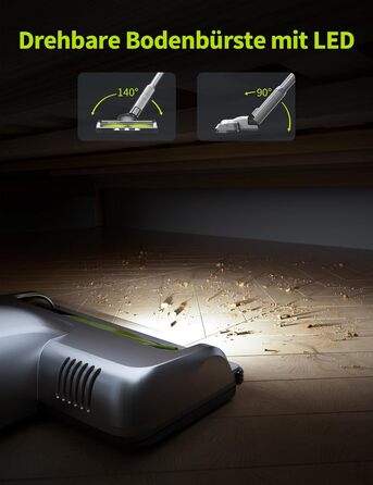 Бездротовий акумуляторний пилосос Kalado 27000Pa, 250W, 45 хв роботи, 1000 мл, для твердих поверхонь, плитки, шерсті тварин, зелений