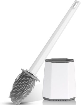 Набір для туалету: щітка для унітазу з тримачем, нержавіюча сталь та силікон, кріплення на стіну, чорний колір