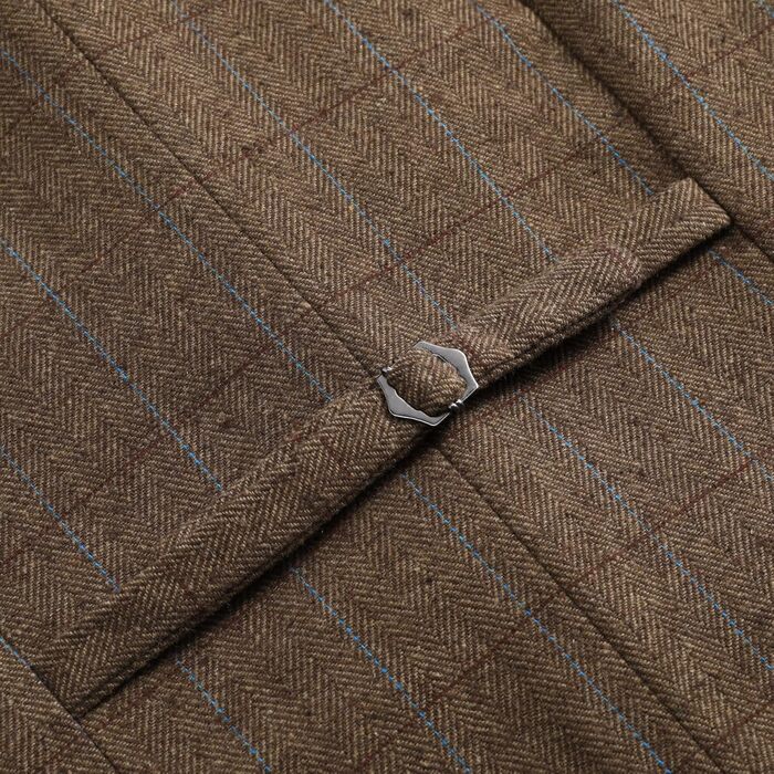 Жилет чоловічий в клітинку 'Риб'яча кістка' – костюмний жилет, коричневий (L)