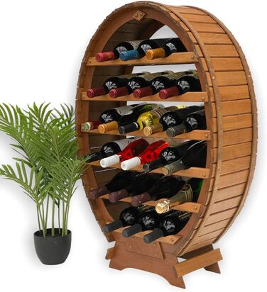 DanDiBo Wine Rack Wooden Standing Wine Barrel 24 Bottles Brown Bottle Rack Bottle Holder Barrel
