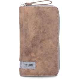 Two large women's wallets/purses O.Wallet OW2 brown vintage-style wallet, wallet with all-around zipper, 15 card slots, 2 bill compartments, coin pocket & see-through pocket