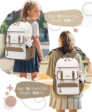 Шкільний рюкзак для дівчинки 2 в 1, для 3-7 класів, підлітковий, з сумкою через плече, 45 см, коричневий