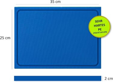 Пластикова кухонна обробна дошка синя 45x30x2 см, товста, для риби, з канавкою для соку, HACCP, безпечна для посудомийки, не тупить ножі